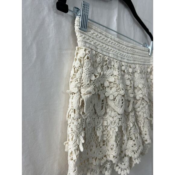 VTG Crochet Ruffled Booty Shorts Y2K Black Label‎ Sz M Coquette Boho Coachella - Picture 2 of 10
